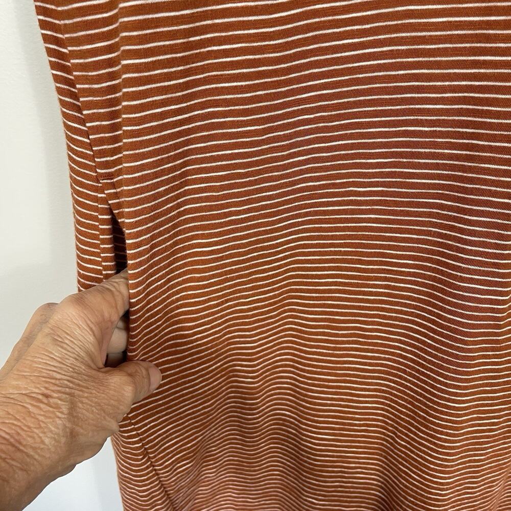 Pact Organic Cotton T-shirt Dress Women's M Burnt Orange Stripe Pockets Nautical - Picture 8 of 8